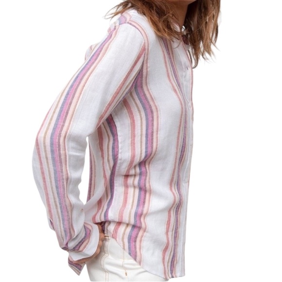 Rails Charli Jewel Stripe Metallic Gold Button Down Shirt - S - Picture 2 of 16